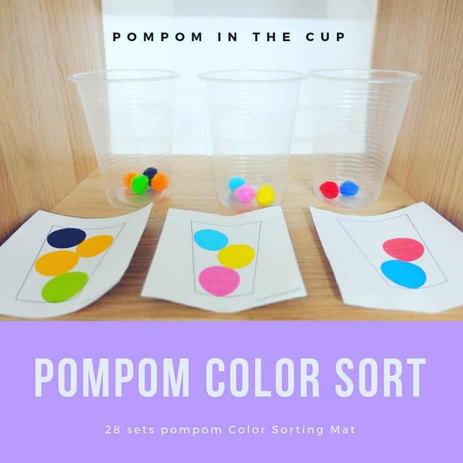 Pompom Activity With Toddler : Pompom Sorting Color Mat (28 Sets) 3 Pompom Activity With Toddler : Pompom Sorting Color Mat (28 Sets) 3