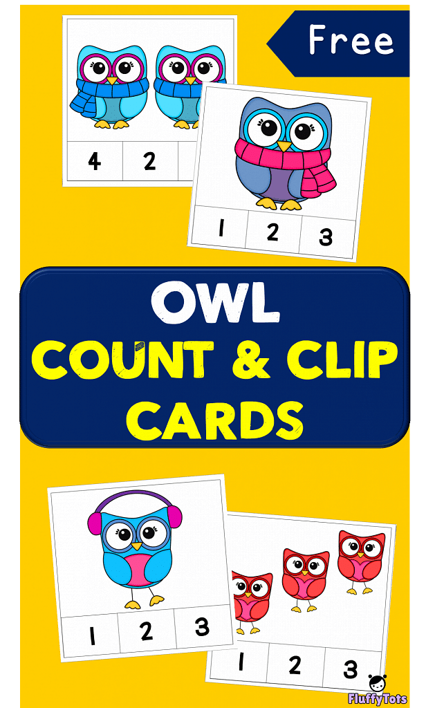 Owl Count and Clip Card : 20 Easy Sets for Preschoolers 4 Owl Count and Clip Card