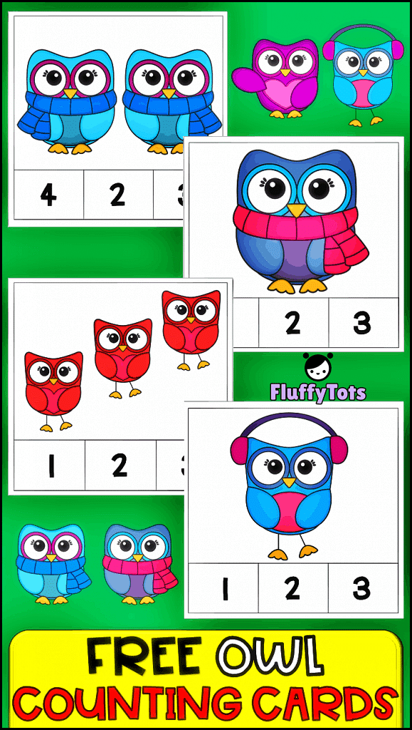 Owl Count and Clip Card : 20 Easy Sets for Preschoolers 3 Owl Count and Clip Card