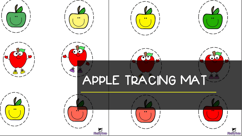 FREE 12 Sets of Apple Tracing Mat for Toddlers 3 tracing the line using apple tracing mat
