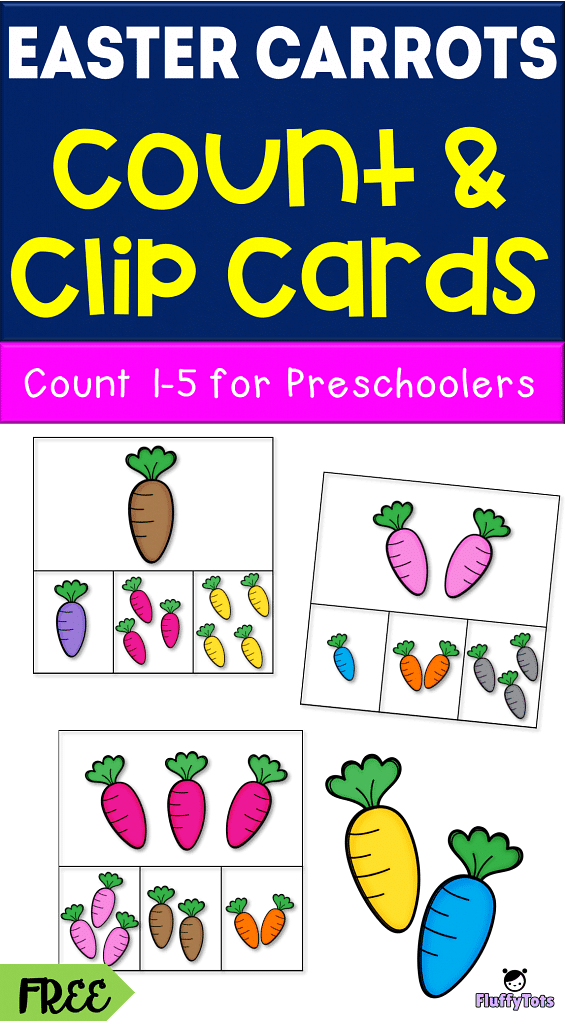 Easter Carrot Count, Match and Clip Card