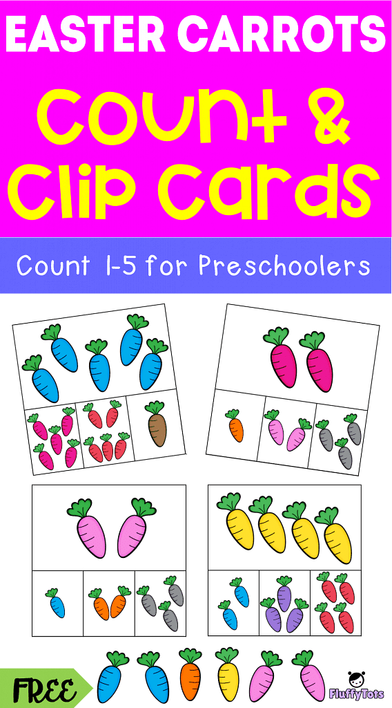 Easter Carrot Count, Match and Clip Cards : FREE 12 Cards Counting 1-5 2 Easter Carrot Count, Match and Clip Cards