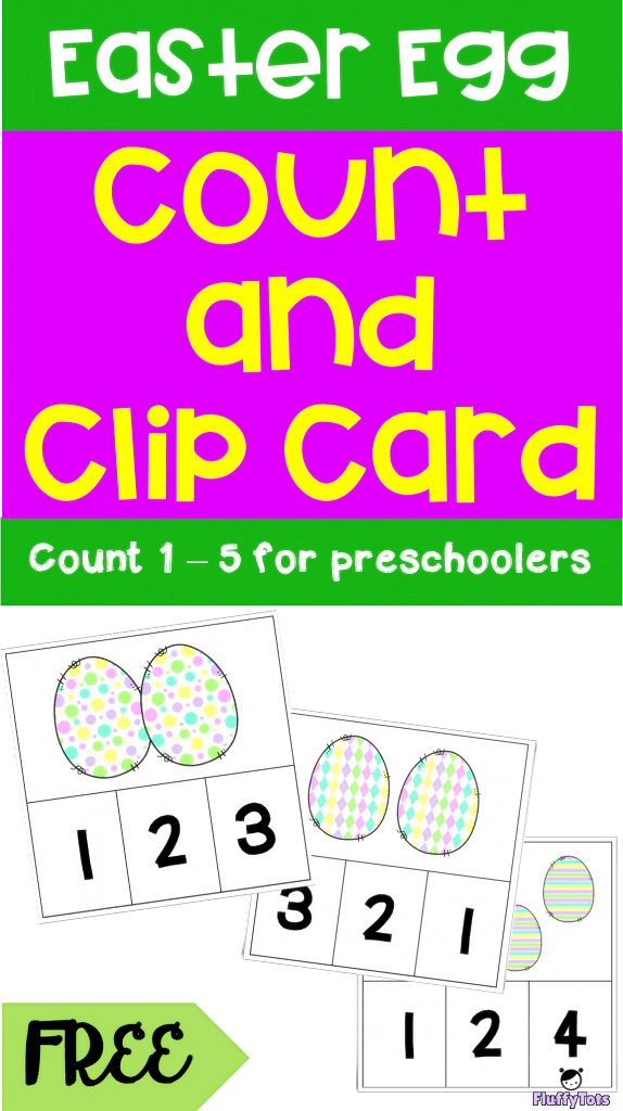 Easter Egg Printable Count and Clip Card for Preschoolers 2 Easter Egg printable counting activities