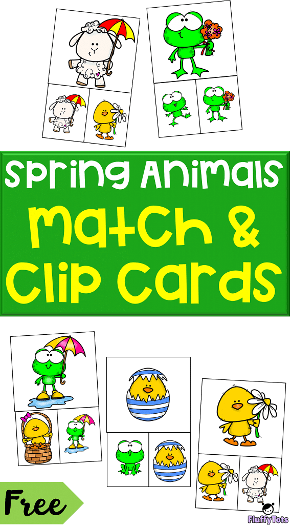 Spring Animals Match and Clip Cards : Free 32 Cute Clip Cards 2 Spring Animals Match and Clip Cards Free