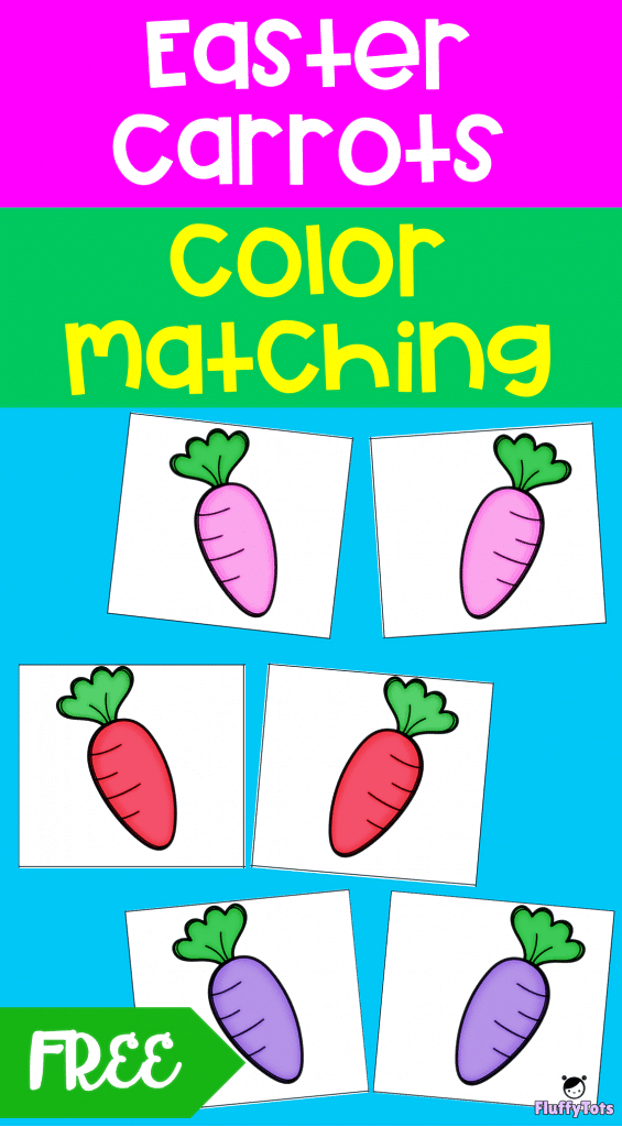 Easter Carrot Color Matching : FREE 12 Vibrant Colors for Toddlers 2 easter carrot color matching