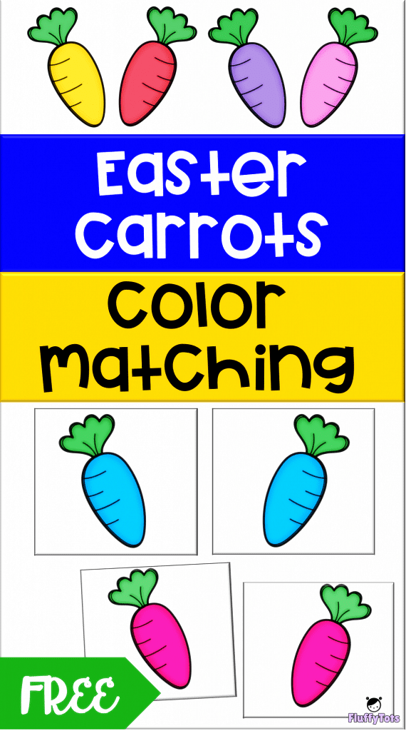 Easter Carrot Color Matching : FREE 12 Vibrant Colors for Toddlers 3 easter carrot color matching freebie