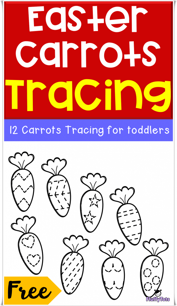 Easter Carrot Tracing : FREE 12 Awesome Carrots - FluffyTots