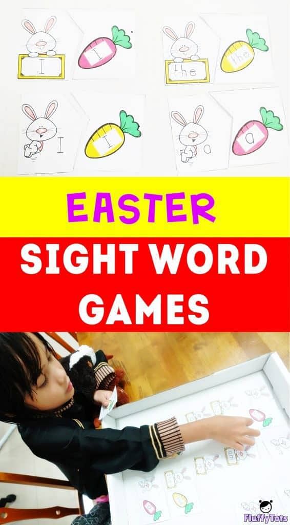 Easter Sight Word Games : FREE 12 Simple Cute Puzzles 2 easter sight word games carrot