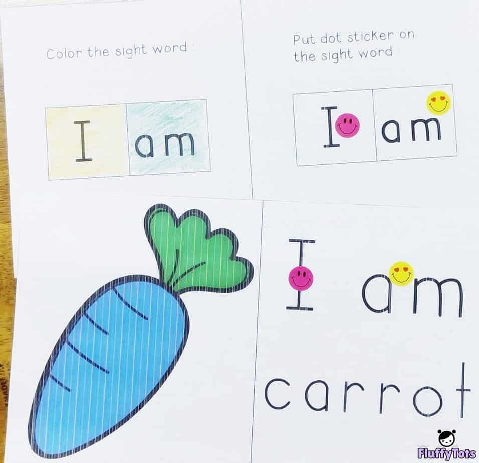 Sight Word Reader 'I am' : FREE 8 Fun Pages for Preschoolers 4 sight words reader 'i am'