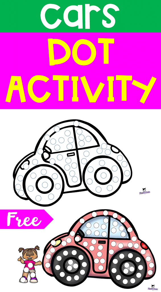 Fun Car Do A Dot Printables 3 Cars Dot Activity