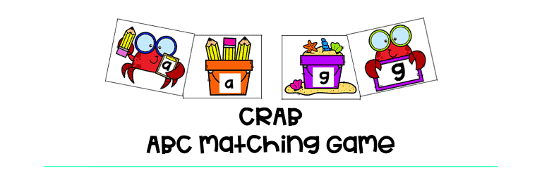 Summer Crab ABC Matching Game : FREE 26 Crabs with Letters to be Matched!