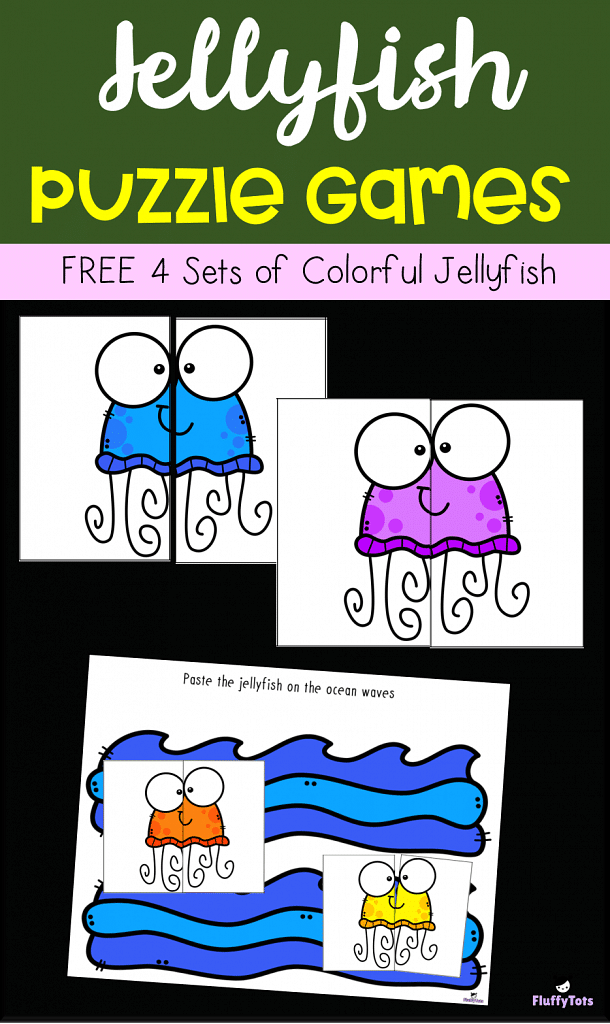 4 Fun Jellyfish Printable Puzzles for Kids and Toddlers 2 Jellyfish Puzzle Games