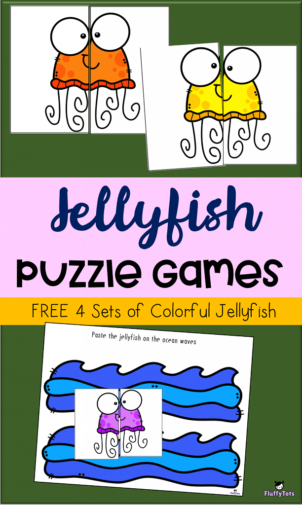 4 Fun Jellyfish Printable Puzzles for Kids and Toddlers 3 Jellyfish Puzzle Games Printables