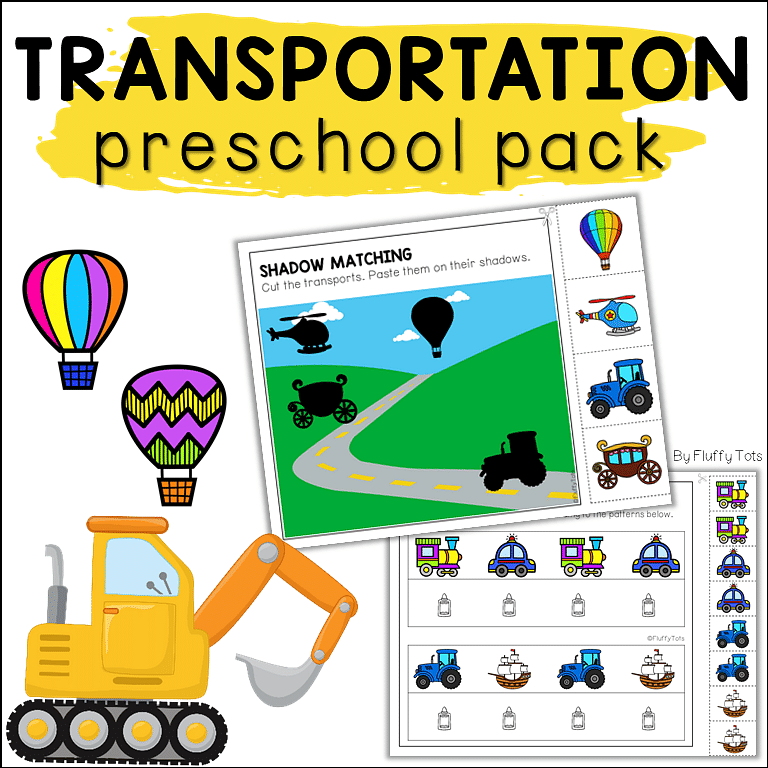 TRANSPORTATION PRESCHOOL PRINTABLES