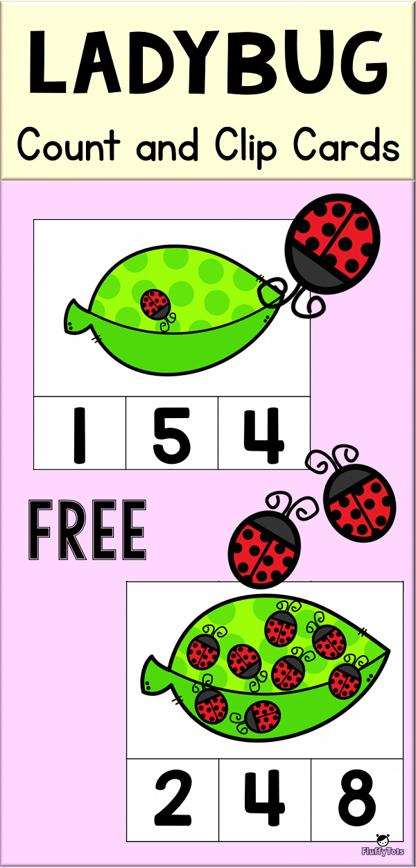 Ladybug Count and Clip Cards : FREE 20 Exciting Clip Cards 2 Ladybugs Count and Clip Cards Printables