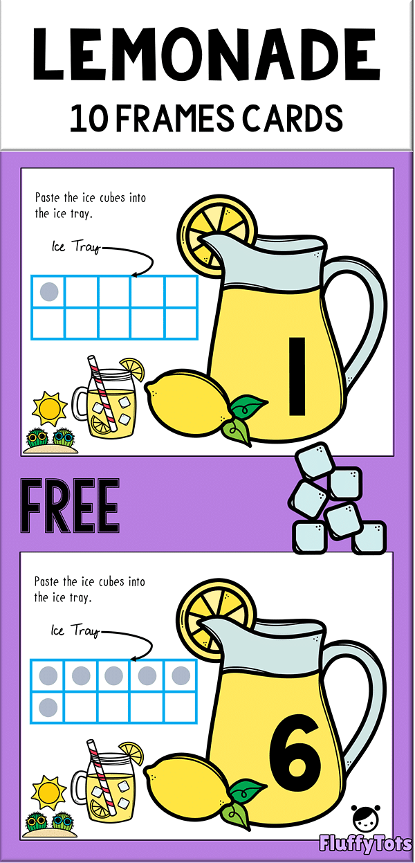 Lemonade 10-Frames Cards : FREE Counting 1-10 Printables 2 Lemonade 10-frames cards
