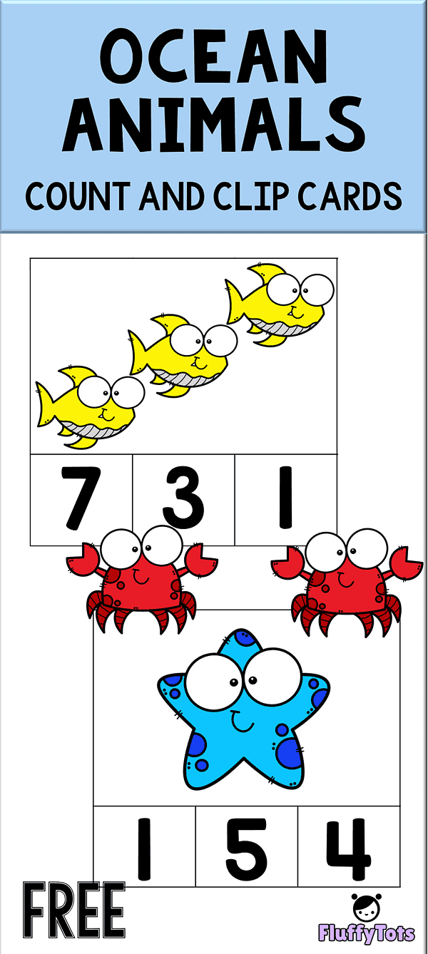 Ocean Animals Count and Clip Cards 2 Ocean Animals Count and Clip Cards