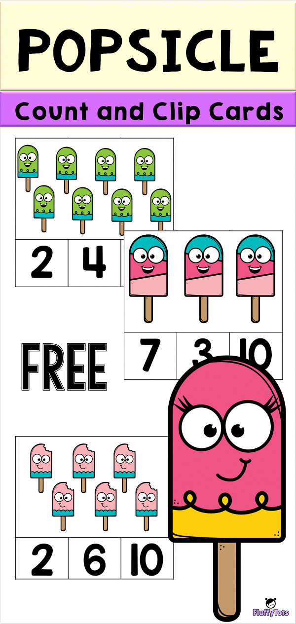 Popsicle Count and Clip Cards Counting 1-10 5 Popsicle Count and Clip Cards