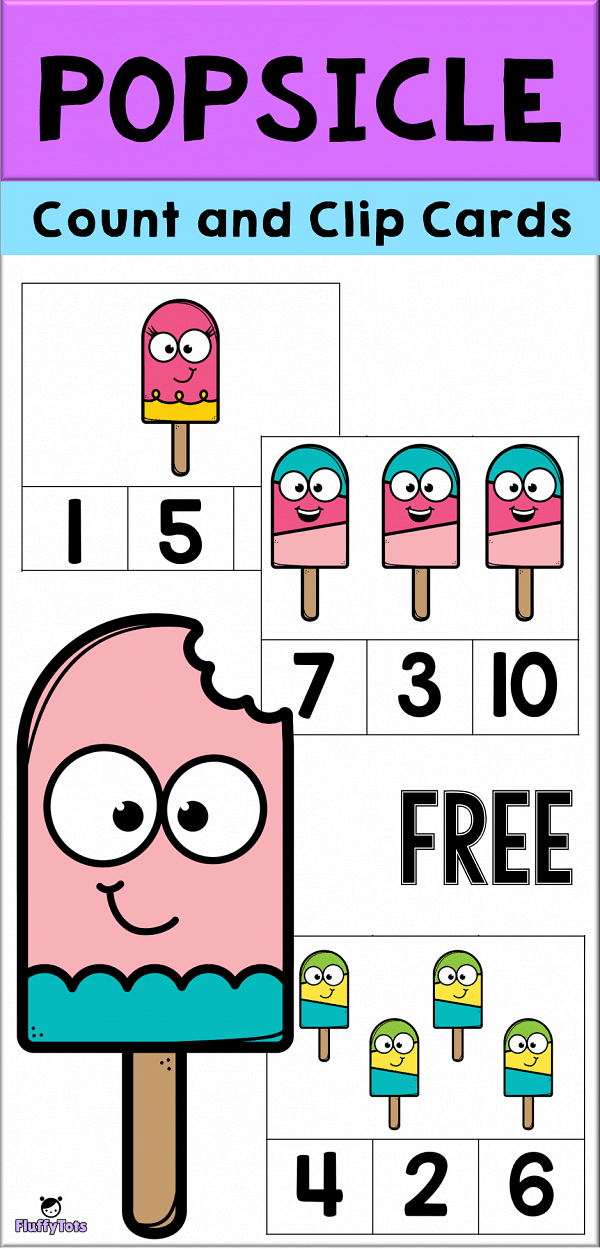 Popsicle Count and Clip Cards Counting 1-10 2 Popsicle Count and Clip Cards PRINTABLES