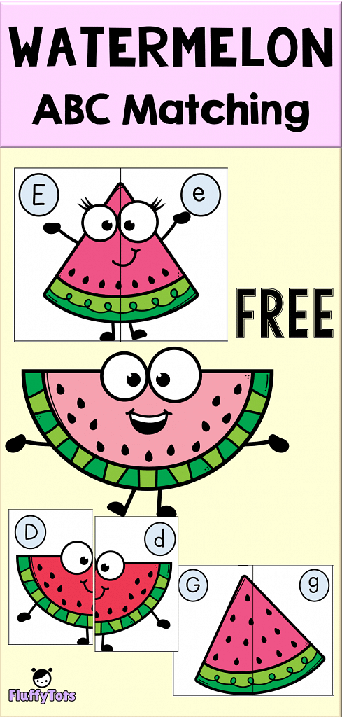 Watermelon ABC Matching Printables 3 WATERMELON ABC MATCHING GAMES