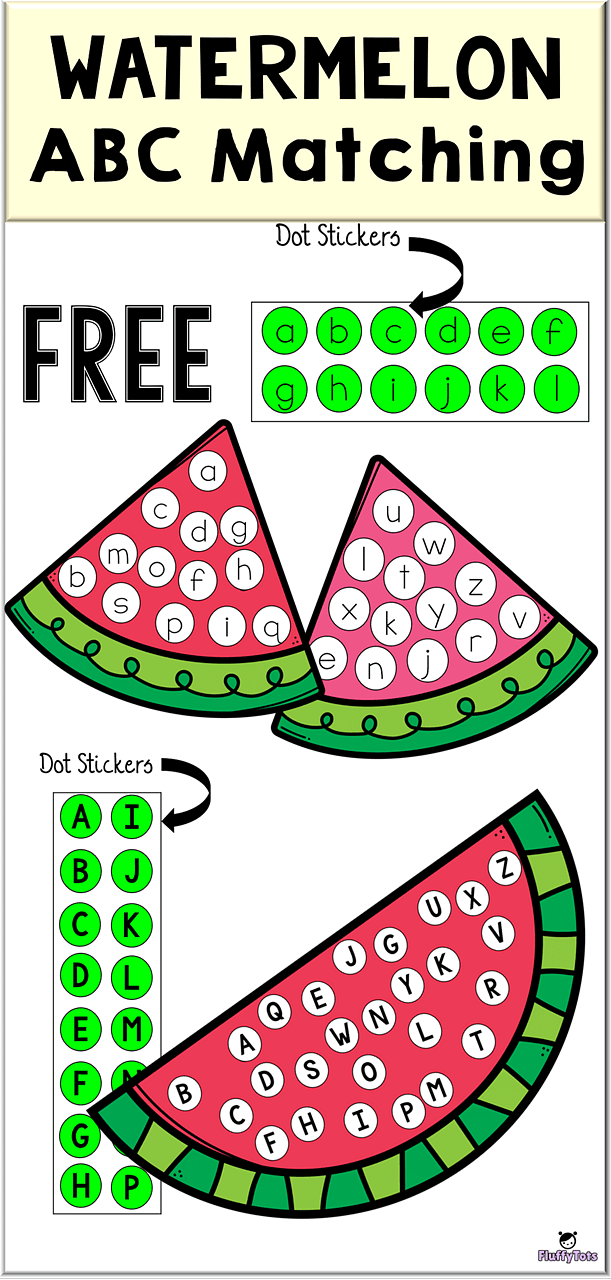 FREE Watermelon Letter Recognition with Dot Stickers 2 Watermelon ABC Matching Printables