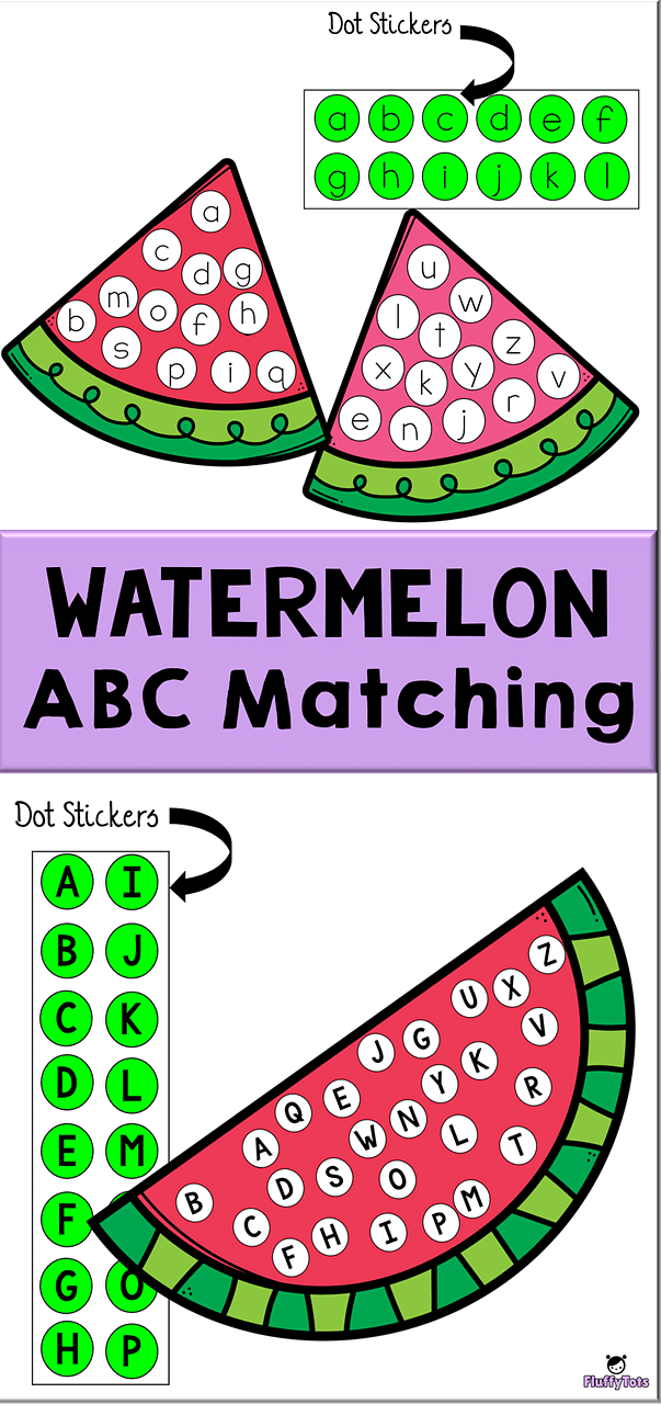 FREE Watermelon Letter Recognition with Dot Stickers 3 Watermelon ABC Matching
