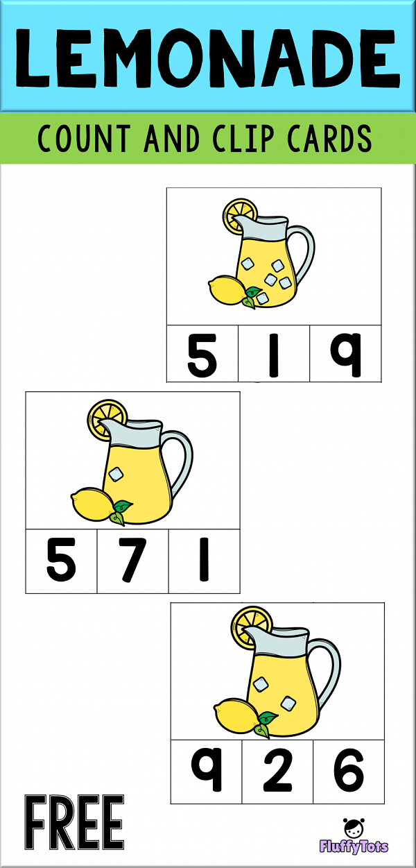 Lemonade Count and Clip Cards : FREE 20 Exciting Clip Cards 2 lemonade count and clip cards