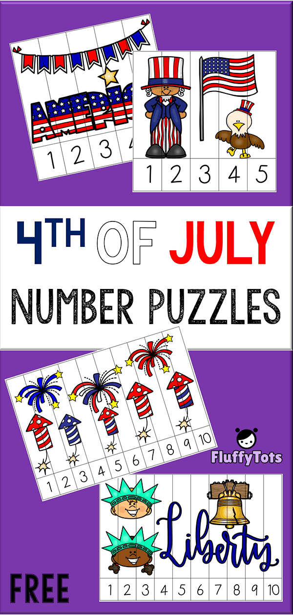 4th of July Number Puzzles : FREE 4 Exciting Puzzles for Your Kids! 2 4TH OF JULY NUMBER PUZZLES