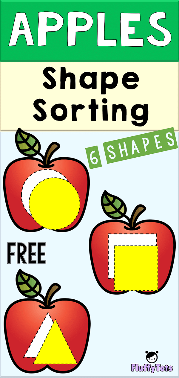 Apples Shape Sorting : FREE 6 Shapes 2 Apples Shape Sorting Printables