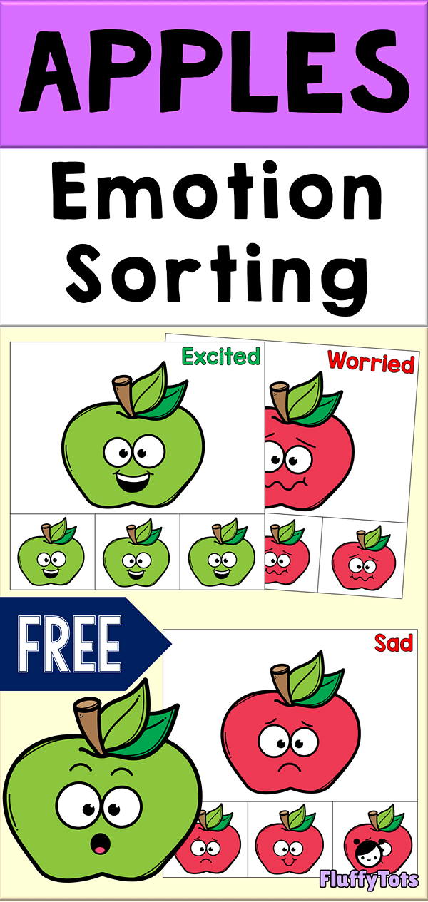 Apple Emotion Sorting Mat : FREE 7 Emotions 2 Apples emotion sorting worksheet