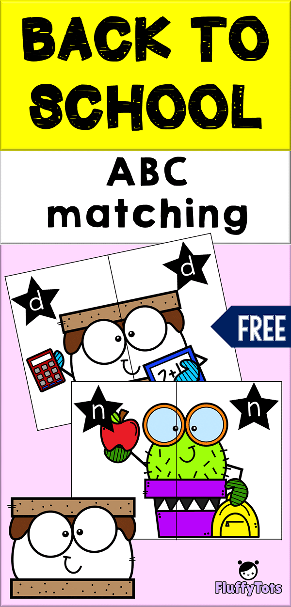 Back to School ABC Matching Puzzle : FREE 26 ABC Puzzles 2 ABC Printables