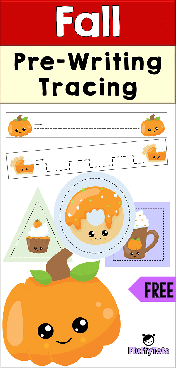 Fall Pre-Writing Tracing Pack : FREE 9 Pages of Pre-Writing Tracing 2 Fall Pre-Writing Tracing Printables