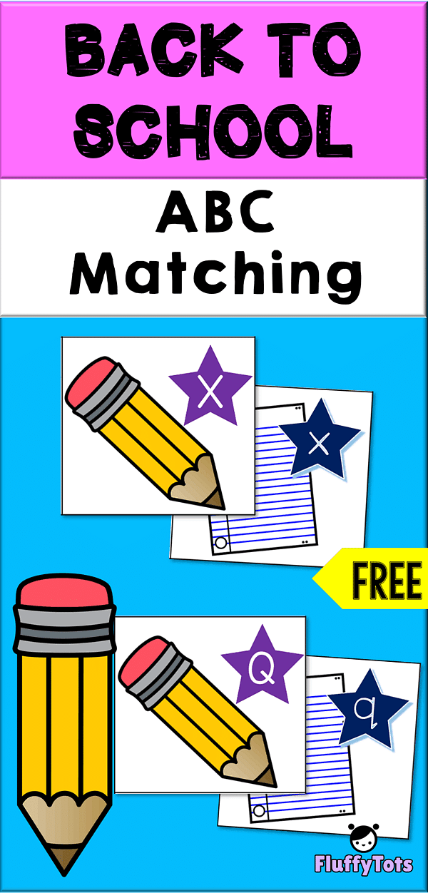 Pencil and Note ABC Matching : FREE 26 Letters A to Z 2 ABC Matching Printables