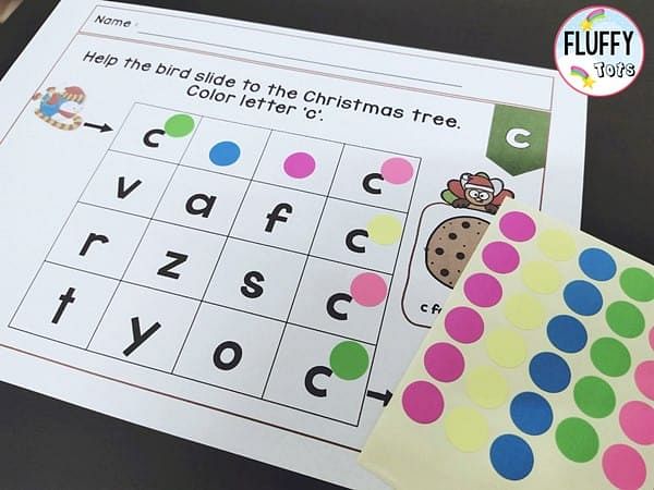 9 Fun Christmas Literacy Centers for Preschool and Pre-K : Simple NO-PREP Center 4 Christmas Letter Maze