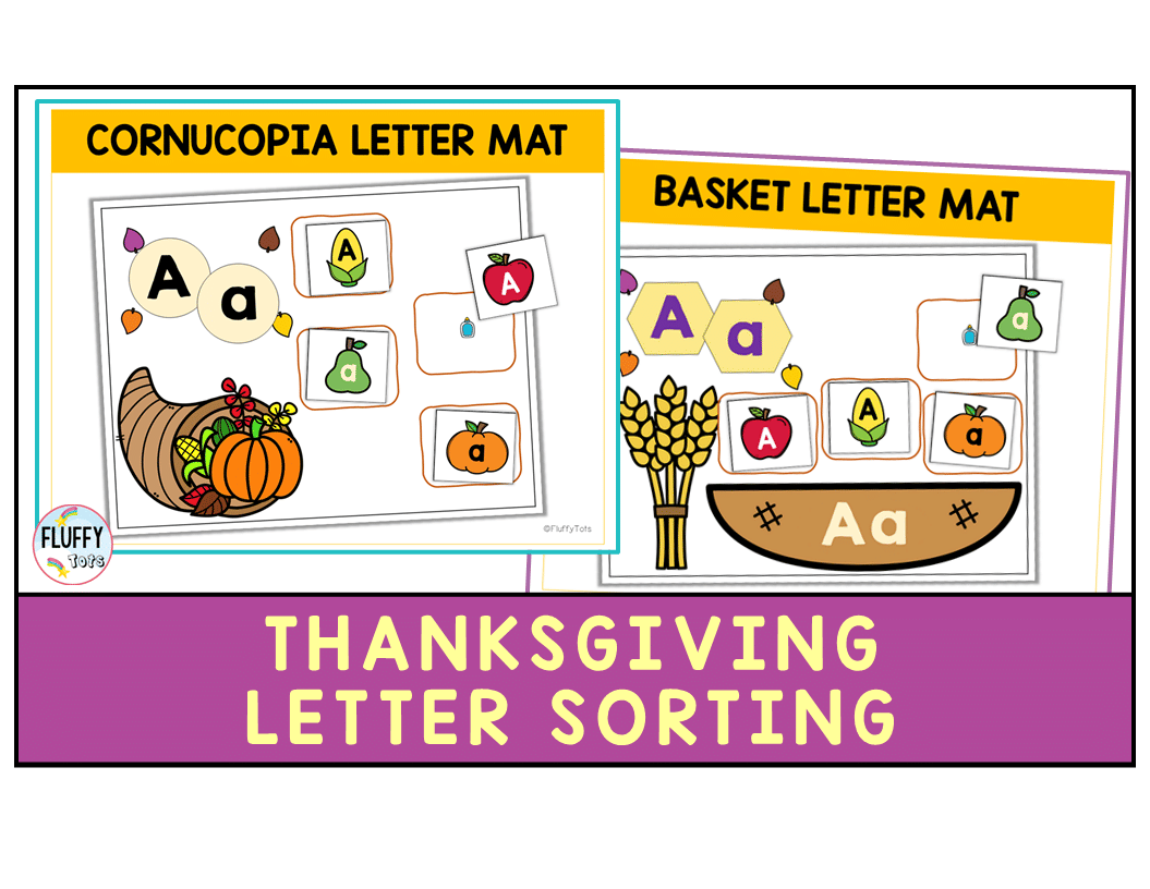 Easy Thanksgiving Letter Sorting Cut-and-Paste Letter Recognition Activity 1