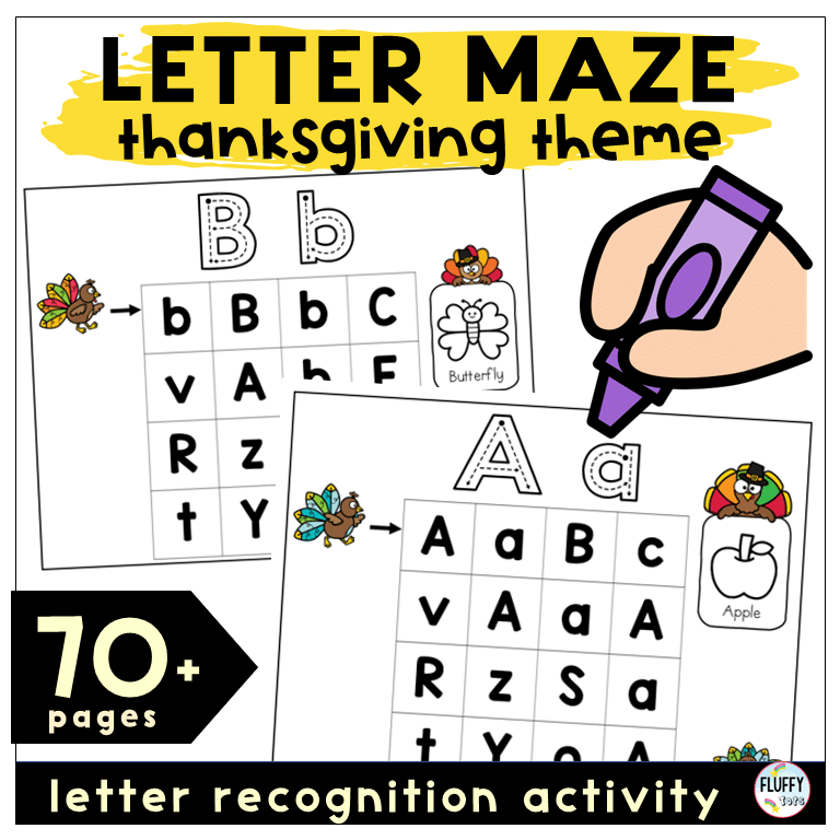 70+ Pages of Easy Thanksgiving Letter Maze for Fall Literacy Center 2 70+ Pages of Easy Thanksgiving Letter Maze for Fall Literacy Center 2