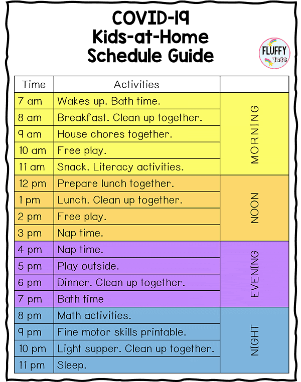 CoronaVirus : Free Kids-at-Home Schedule Guide 3 covid 19 kids activities
