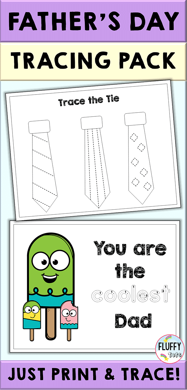 Free Father's Day Tracing Pages for Preschool and Toddler Kids 2 Father's Day Activities for Kids