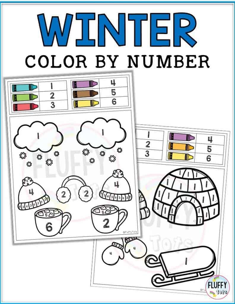 Fun Winter Color By Number Activity Learning Number 1-10 2 winter color by number