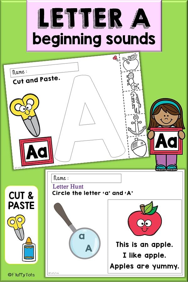 Easy Letter A Activities : 3 Beginning Sounds Cut and Paste 1 Letter A activities