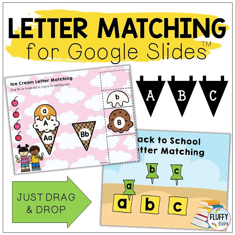 Fun Letter Matching for Google Slides™ : Drag & Drop Activities 1 Letter matching for Google Slides