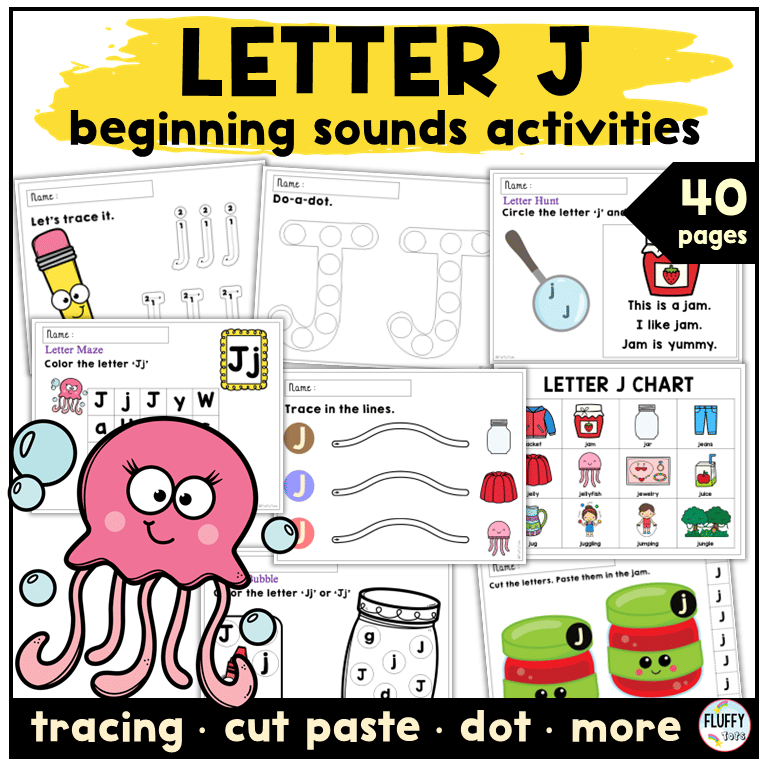 4 Fun Letter J Cut and Paste Worksheets Activities 1