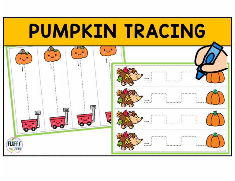 pumpkin tracing pages printables preschool kindergarten worksheets