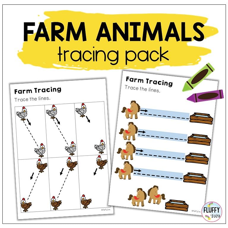 Fun Farm Animals Tracing Lines Worksheets to Excite Your Kids! 2 farm animals tracing lines worksheets