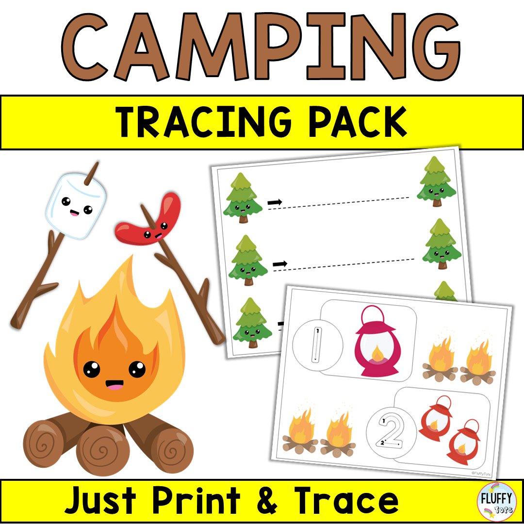 camping-theme-preschool-tracing-pack-fluffytots for Free Printable Preschool Camping Theme Printables Camping Theme Preschool Tracing Pack - FluffyTots for Free Printable Preschool Camping Theme Printables