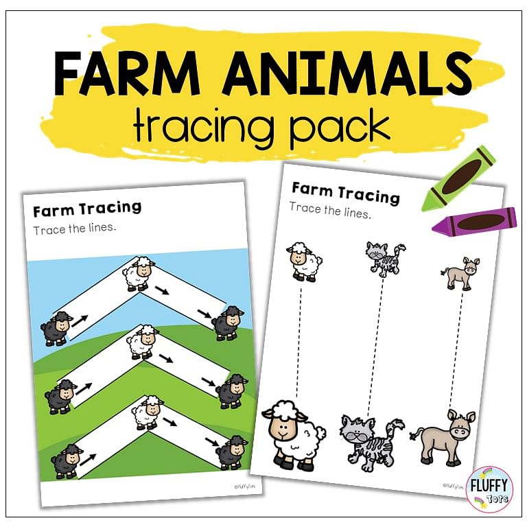 Fun Farm Animals Tracing Lines Worksheets to Excite Your Kids! 3 farm animals worksheet