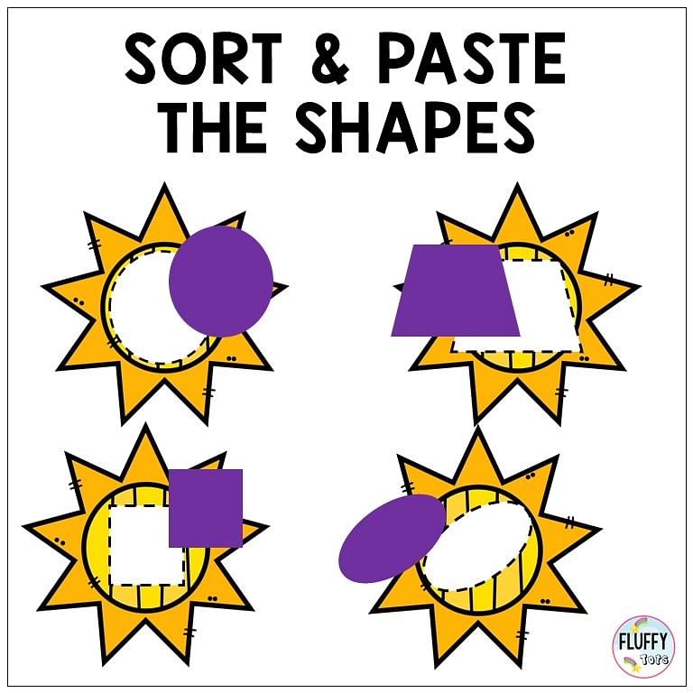 Easy Sun Shape Sorting Printables Activities 3 summer sun shape sorting