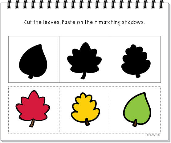 Fall Leaves Shadow Matching: FREE 3 Shadows to be Matched 2 fall leaves shadow matching