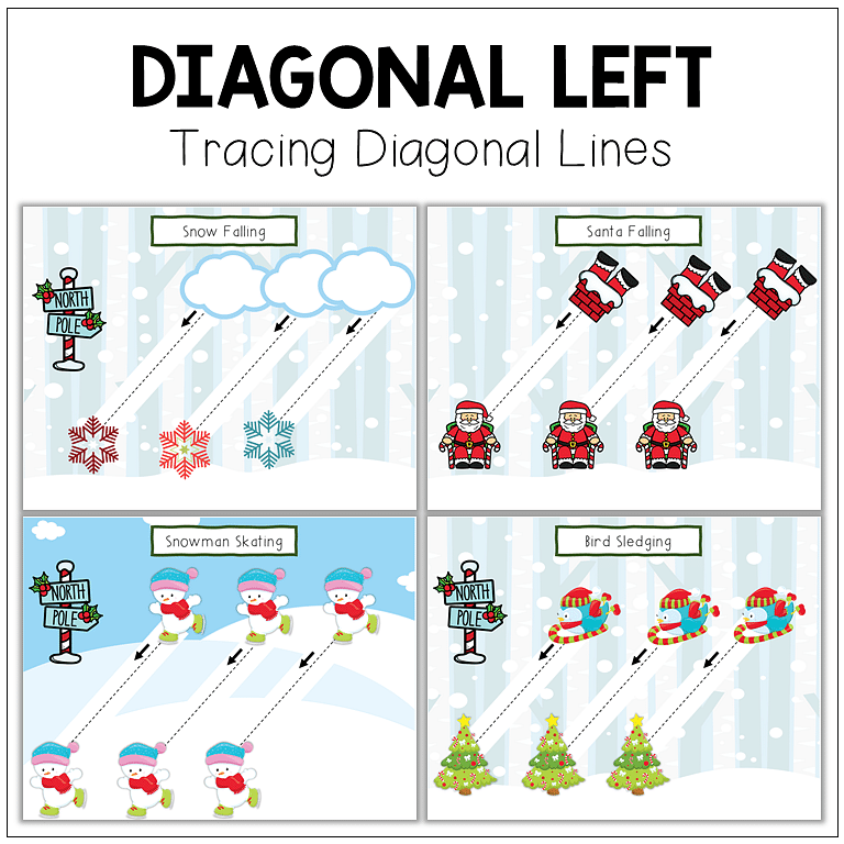 Christmas Pre-Writing Tracing Printables : FREE 5 Pages of Diagonal and Zigzag Lines Tracing 5 Christmas Pre-Writing Tracing Printables : FREE 5 Pages of Diagonal and Zigzag Lines Tracing 5