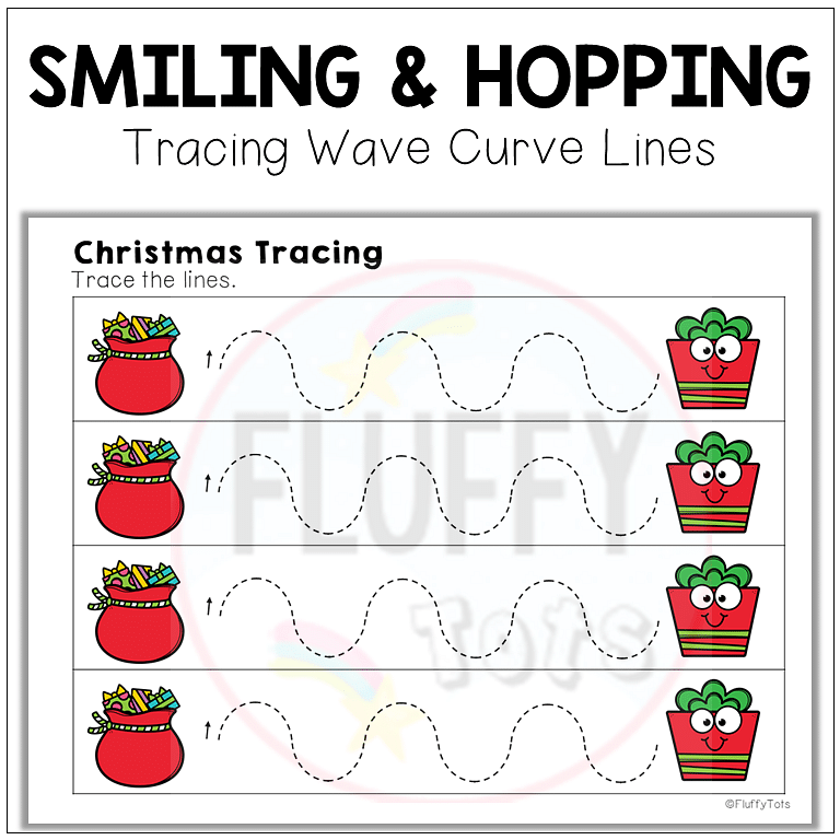 50+ Pages of Fun Christmas Tracing Horizontal Lines Prewriting Worksheets 5 Christmas wave curve lines tracing, Christmas pre-writing tracing preschool